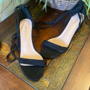 Allegra K Women's Tie Up Black Sandals